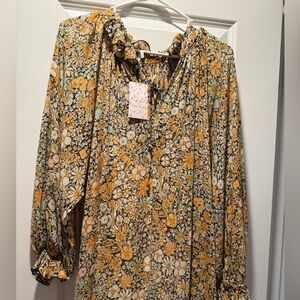 Free People Floral Maxi Dress - Yellow and Green